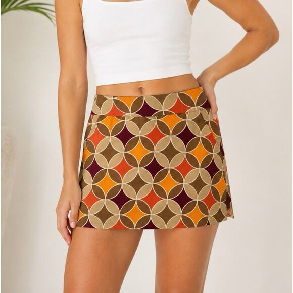 Loudmouth Golf Pants - Loudmouth Skort Women's 0 Skirt Activewear Retro Geo Print Sporty Pockets